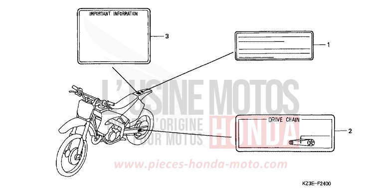 ETIQUETTE DE PRECAUTIONS de CR250R EXPLOSION RED (R254) 2000