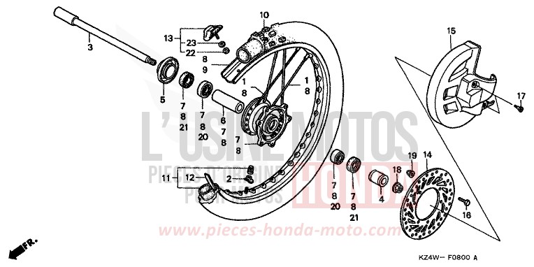 ROUE AVANT de CR125R NEUCLEAR RED (R177) 1998