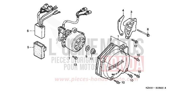 PANNEAU CARTER-MOTEUR G. de CR125R NEUCLEAR RED (R177) 1999