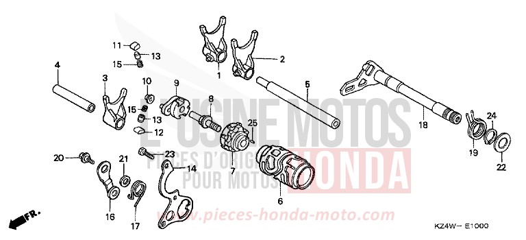 BARILLET DE SELECTION de CR125R NEUCLEAR RED (R177) 1999