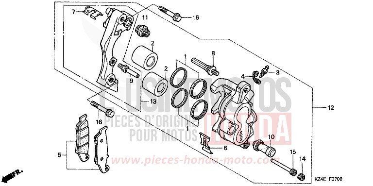 ETRIER DE FREIN AVANT de CR125R EXPLOSION RED (R254) 2000
