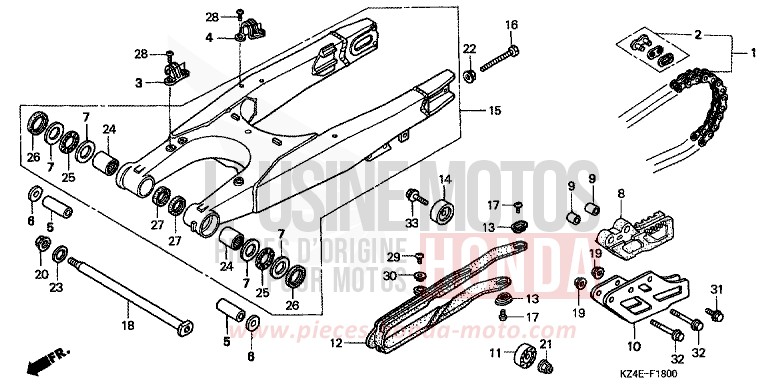 BRAS OSCILLANT de CR125R EXPLOSION RED (R254) 2000