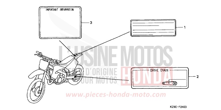 ETIQUETTE DE PRECAUTIONS de CR125R EXPLOSION RED (R254) 2000