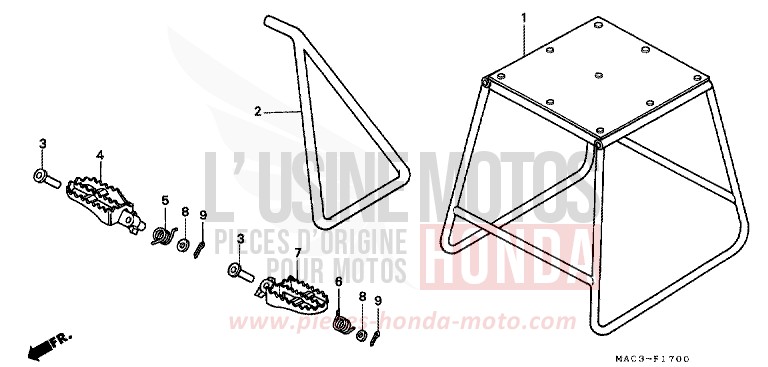 BEQUILLE/MARCHE de CR500R EXPLOSION RED (R254) de 2001