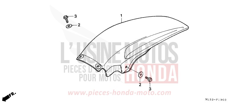 GARDE-BOUE ARRIERE (CR500RL) de CR500R FLASH RED (R119) 1990