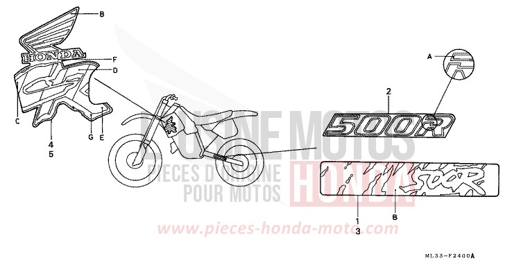 MARQUE (CR500RL/RM) de CR500R FLASH RED (R119) 1990