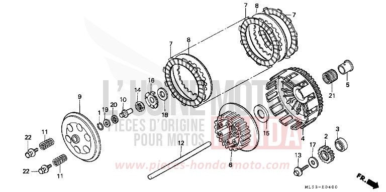 EMBRAYAGE de CR500R NEUCLEAR RED (R177) 1992