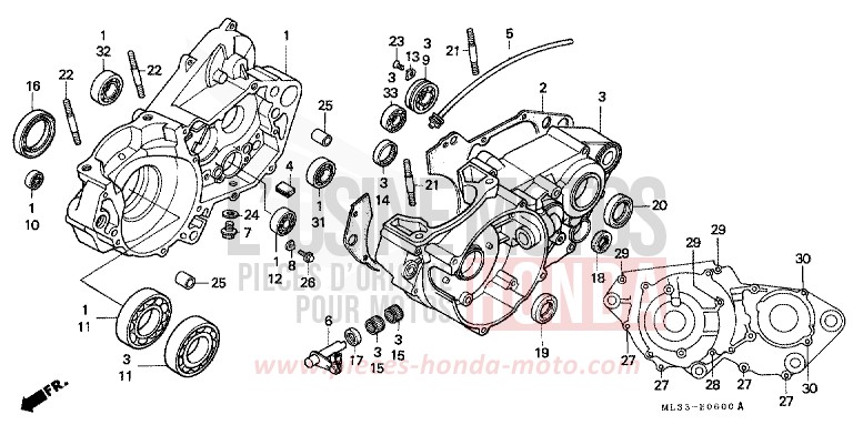 CARTER MOTEUR de CR500R NEUCLEAR RED (R177) 1992