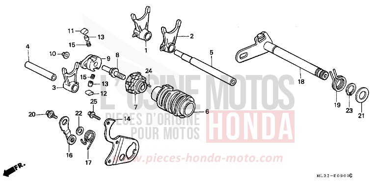 BARILLET DE SELECTION de CR500R NEUCLEAR RED (R177) 1992