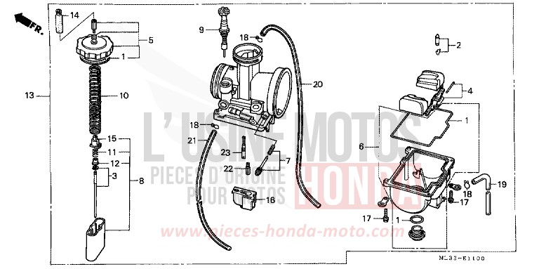 CARBURATEUR de CR500R NEUCLEAR RED (R177) 1992