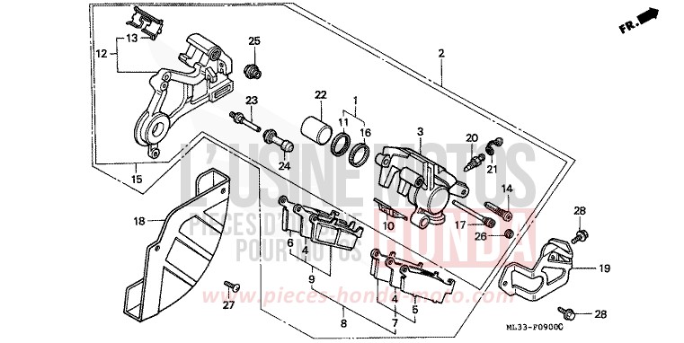 ETRIER DE FREIN ARRIERE de CR500R NEUCLEAR RED (R177) 1992