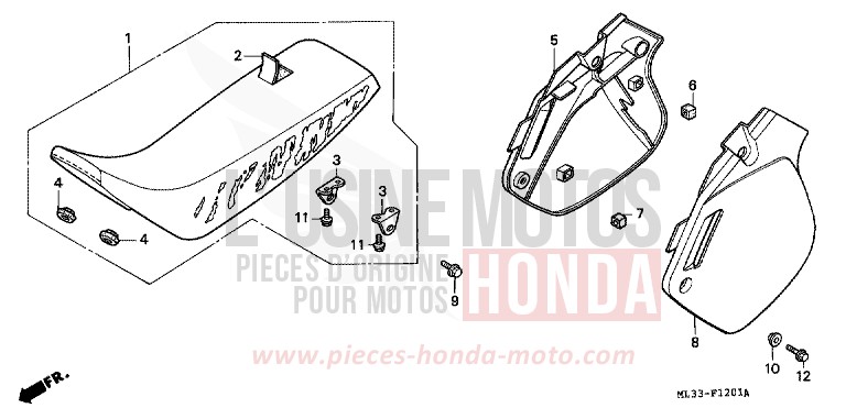 SIEGE/COUVERCLE LATERAL (CR500RM-) de CR500R NEUCLEAR RED (R177) 1992