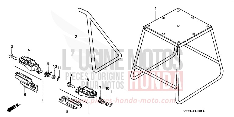 BEQUILLE/MARCHE de CR500R NEUCLEAR RED (R177) de 1992