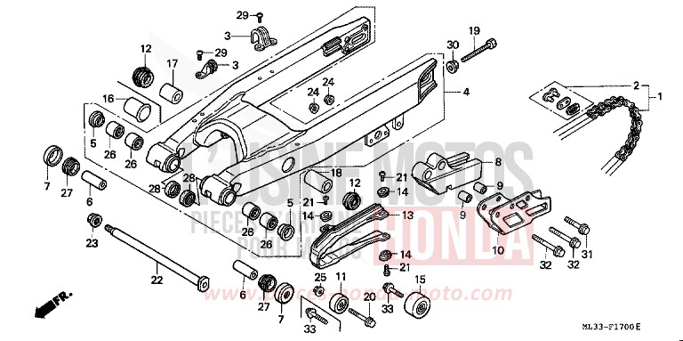BRAS OSCILLANT de CR500R NEUCLEAR RED (R177) 1992