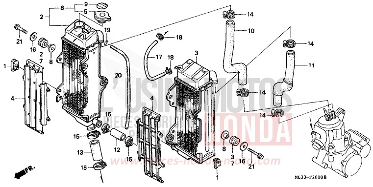 RADIATEUR de CR500R NEUCLEAR RED (R177) 1992