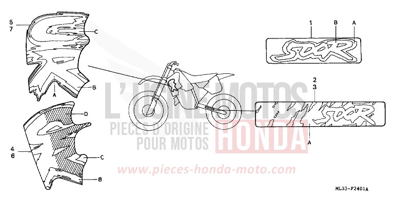 MARQUE (CR500RN/RP) de CR500R NEUCLEAR RED (R177) de 1992