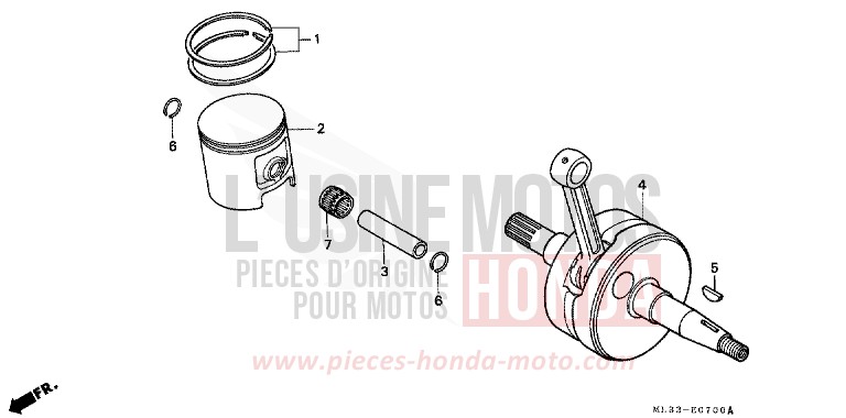 VILEBREQUIN/PISTON de CR500R NEUCLEAR RED (R177) de 1993