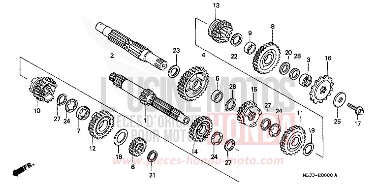 BOITE DE VITESSES de CR500R NEUCLEAR RED (R177) de 1993