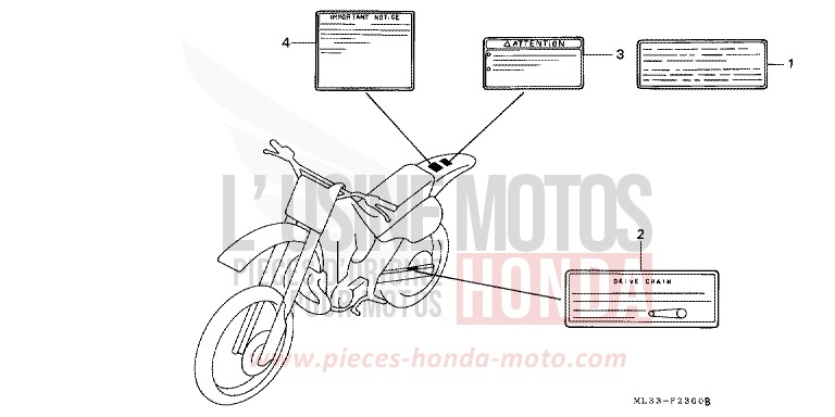 ETIQUETTE DE PRECAUTIONS de CR500R NEUCLEAR RED (R177) 1994