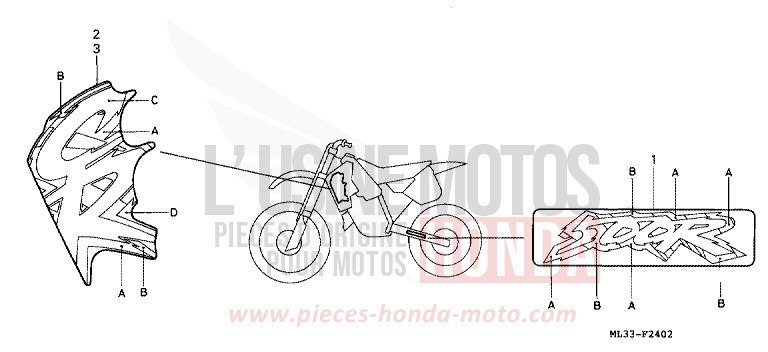 MARQUE (CR500RR) de CR500R NEUCLEAR RED (R177) 1994