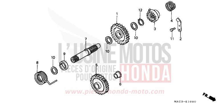 AXE DE KICKSTARTER de CR500R NEUCLEAR RED (R177) de 1998
