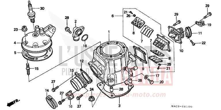 CULASSE/CYLINDRE de CR500R NEUCLEAR RED (R177) 1999