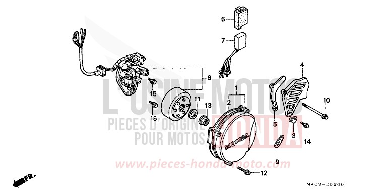 PANNEAU CARTER-MOTEUR G./ GENERATRICE de CR500R NEUCLEAR RED (R177) 1999