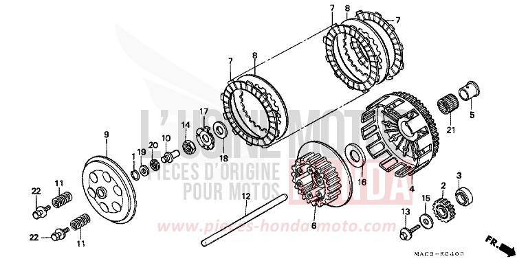 EMBRAYAGE de CR500R NEUCLEAR RED (R177) 1999