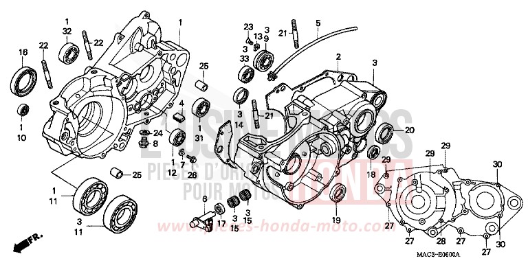 CARTER MOTEUR de CR500R NEUCLEAR RED (R177) 1999