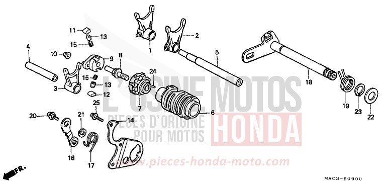 BARILLET DE SELECTION de CR500R NEUCLEAR RED (R177) 1999