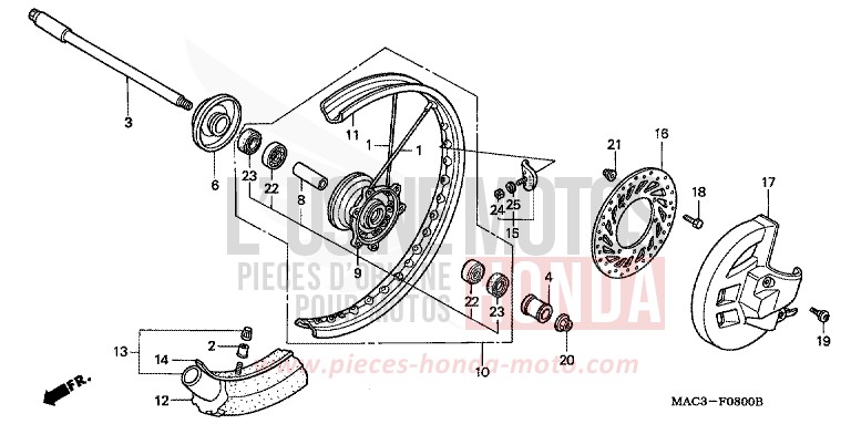 ROUE AVANT de CR500R NEUCLEAR RED (R177) 1999