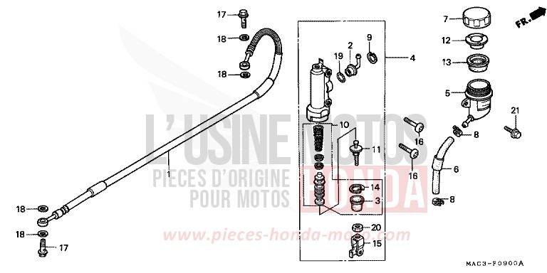 MAITRE-CYLINDRE FREIN AR. CYLINDRE de CR500R NEUCLEAR RED (R177) 1999