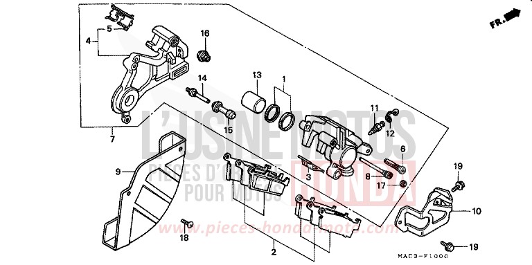 ETRIER DE FREIN ARRIERE de CR500R NEUCLEAR RED (R177) 1999