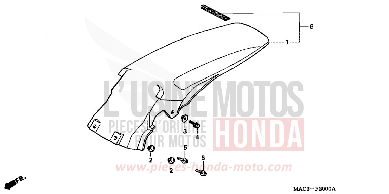GARDE-BOUE ARRIERE de CR500R NEUCLEAR RED (R177) 1999