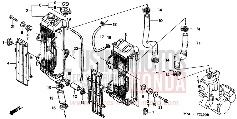 RADIATEUR de CR500R NEUCLEAR RED (R177) 1999