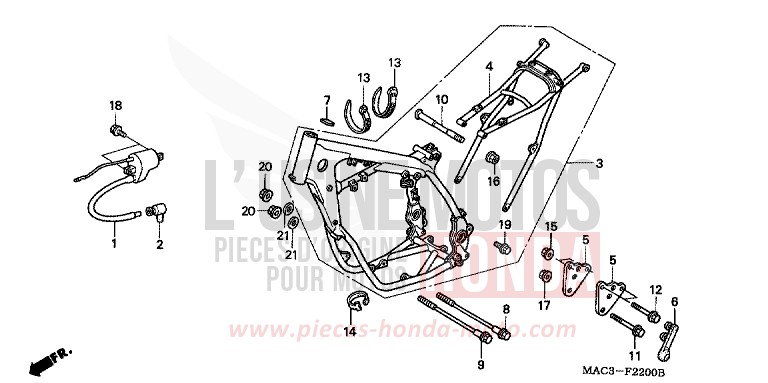 CARROSSERIE DE CHASSIS de CR500R NEUCLEAR RED (R177) 1999