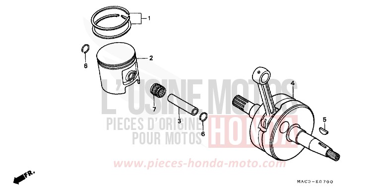 VILEBREQUIN/PISTON de CR500R EXPLOSION RED (R254) 2000