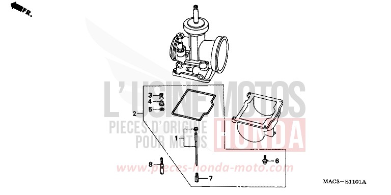 PIECES EN OPTION DE CARB. de CR500R EXPLOSION RED (R254) 2000