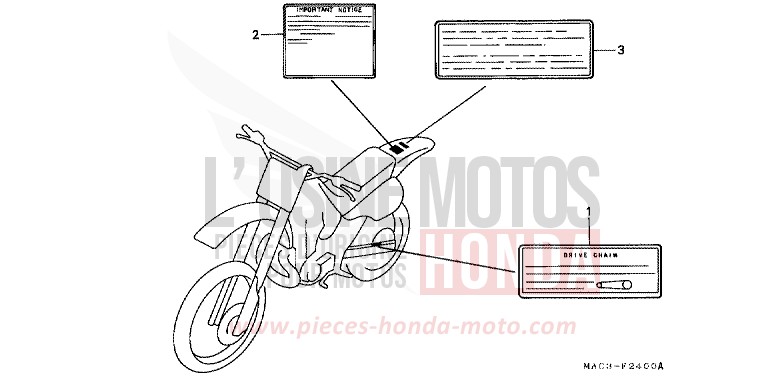 ETIQUETTE DE PRECAUTIONS de CR500R EXPLOSION RED (R254) 2000