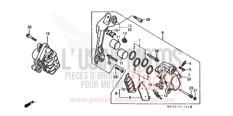 ETRIER DE FREIN AVANT (ST1100L/M/N/P/R) de Pan-European EURO GRAY METALLIC (NH284D) 1990