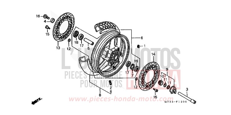 ROUE AVANT (ST1100L/M/N/P/R) de Pan-European EURO GRAY METALLIC (NH284D) de 1990
