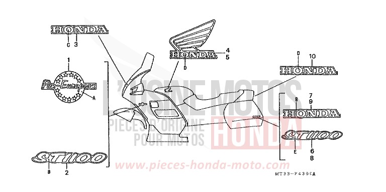 MARQUE (ST1100L/M) de Pan-European EURO GRAY METALLIC (NH284D) de 1990