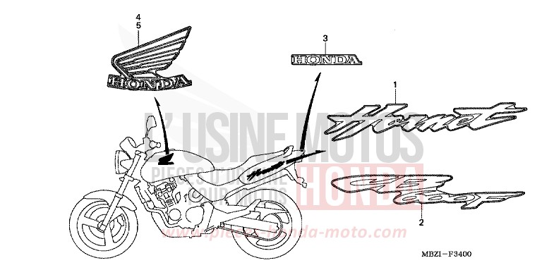 MARQUE (CB600F2) de Hornet NOIR (NH1) 2002