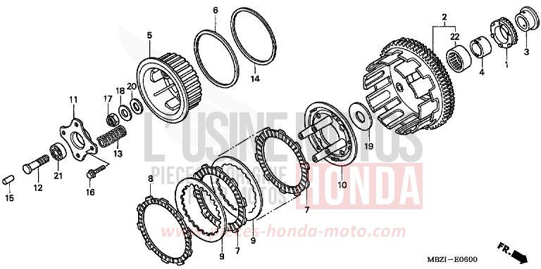 EMBRAYAGE de Hornet PEARL FLASH YELLOW (Y163) 2002