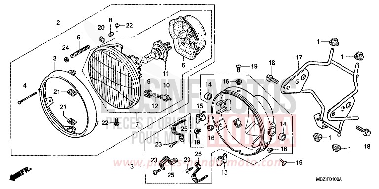 PROJECTEUR (CB600F2) de Hornet PEARL FLASH YELLOW (Y163) 2002