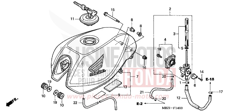 RESERVOIR A CARBURANT (CB600F2/F22) de Hornet PEARL FLASH YELLOW (Y163) 2002