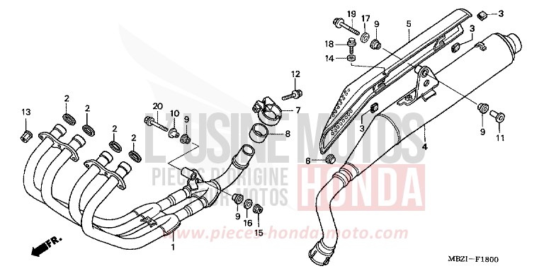 SILENCIEUX D'ECHAPPEMENT (CB600F2/F22) de Hornet PEARL FLASH YELLOW (Y163) 2002