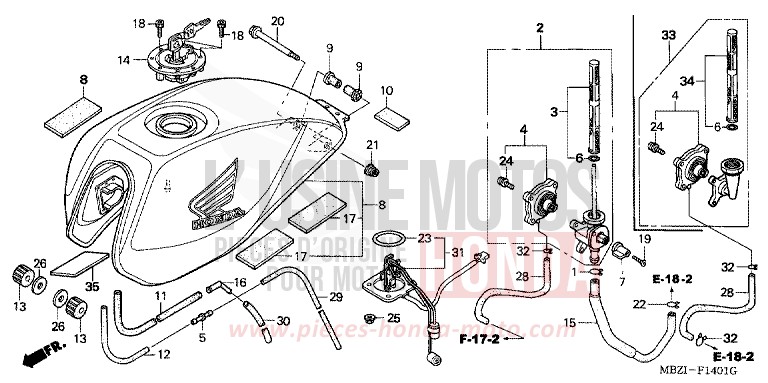 RESERVOIR A CARBURANT (CB600F3/4/5/6) de Hornet MAT PULUTONIUM SILVER METALLIC (NH381) 2003