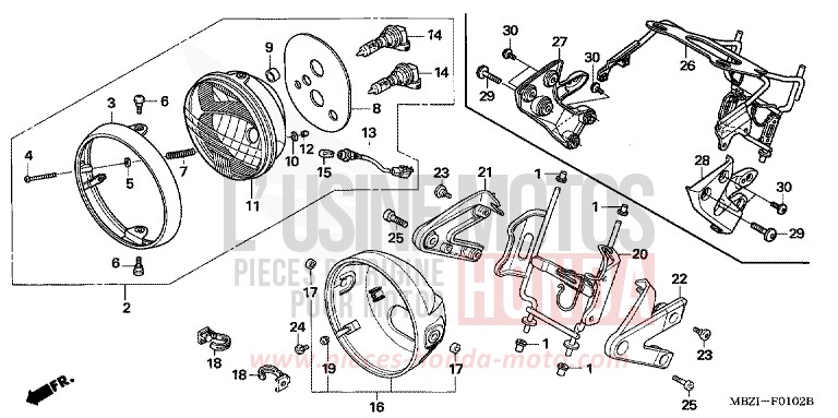 PROJECTEUR (CB600F3/4/5/6) de Hornet PEARL COOL WHITE (NHA16) 2003