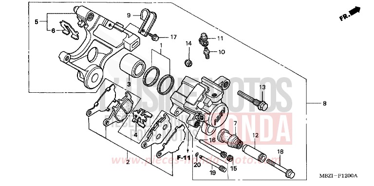 ETRIER DE FREIN ARRIERE de Hornet PEARL COOL WHITE (NHA16) de 2003